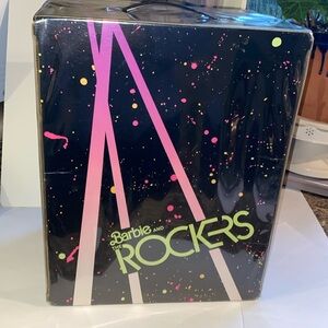 Vintage Barbie and the Rockers carry case. Black with neon splatters.